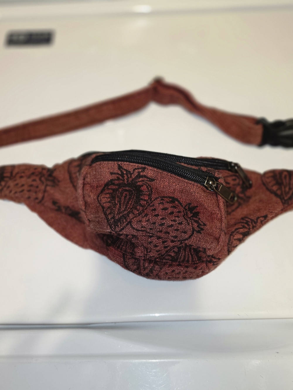 Rust Strawberry Print Waist Bag